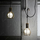 Iron cage pendant light for modern retro interior decor