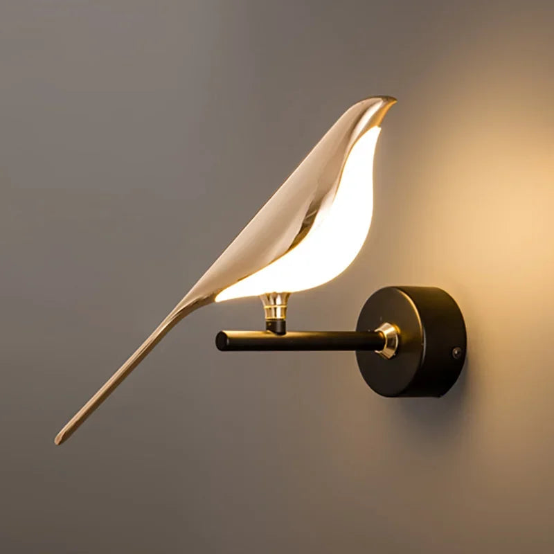 Golden bird rotating suspended LED wall light