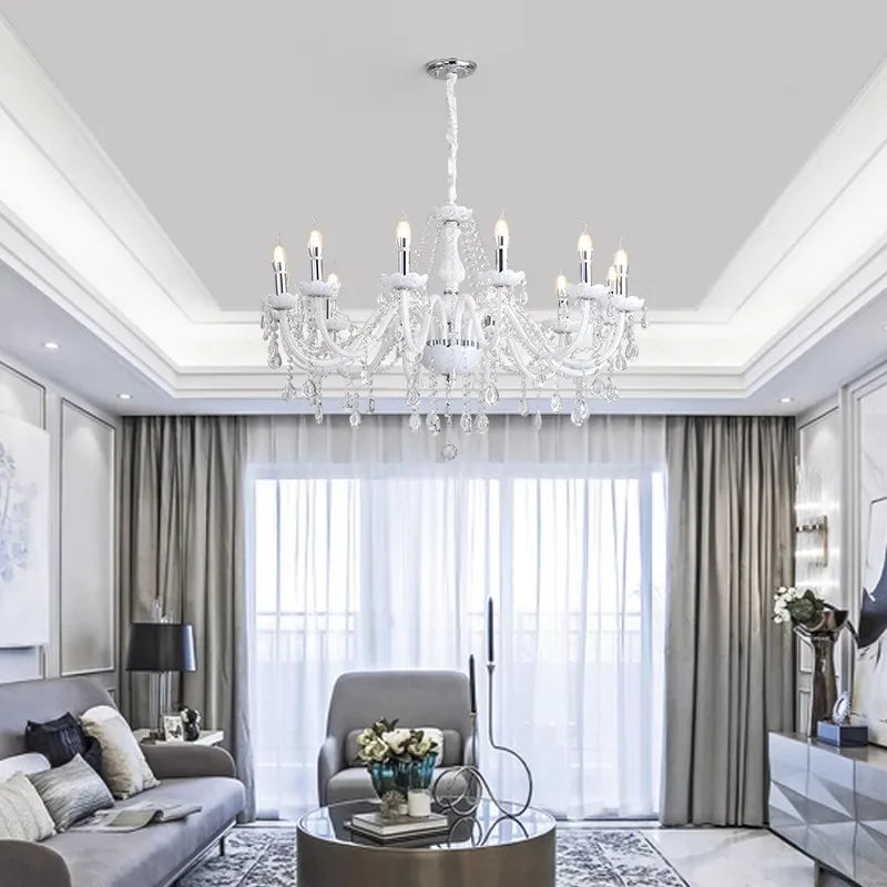 Modern glass chandelier with curved tube nordic style crystal
