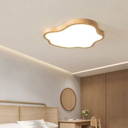 Nordic wooden LED cloud ceiling light modern decorative lighting - vue 3 sur 8