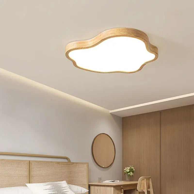 Nordic wooden LED cloud ceiling light modern decorative lighting - vue 3 sur 8