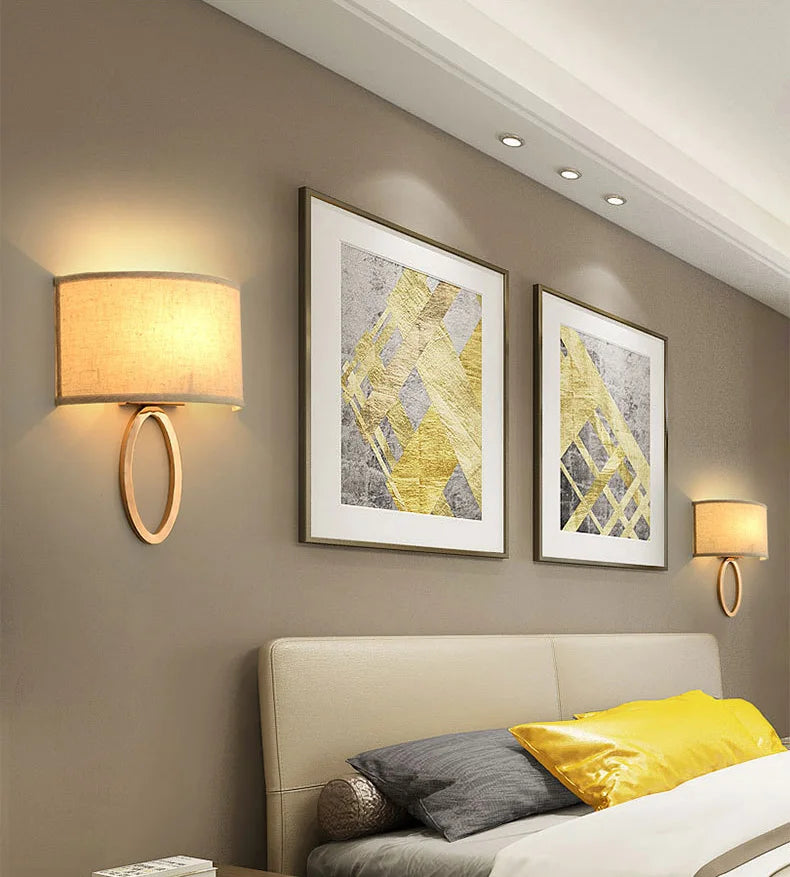Curved wall light bedside beige modern minimalist hotel room LED wall lamp - vue 6 sur 8