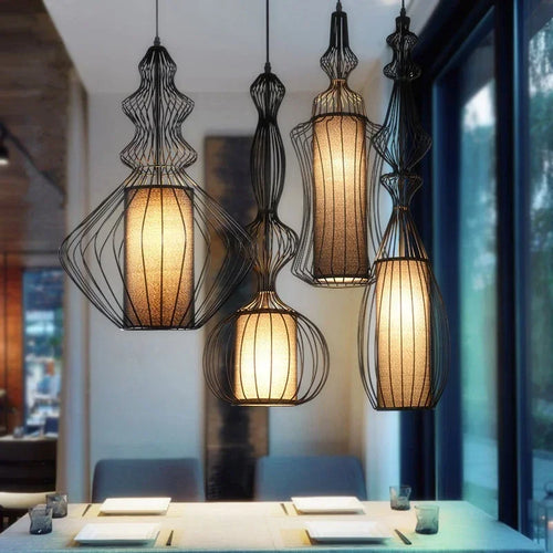 Decorative iron pendant light artistic bird cage design - vue 2 sur 9