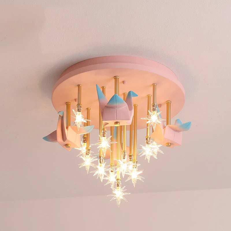 Modern unicorn and stars ceiling light for children's room