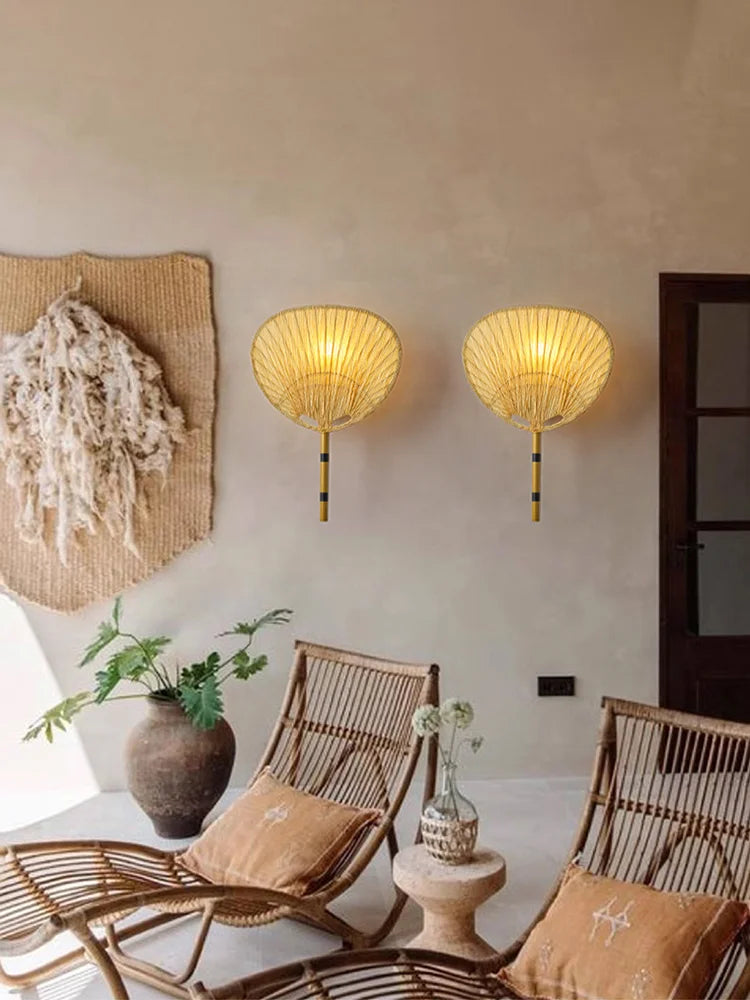 Wabi sabi vintage fan wall light for interior decoration