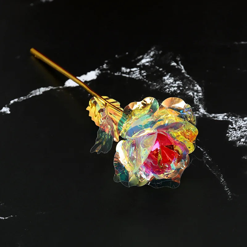 Decorative golden metal artificial rose to give as a gift - vue 12 sur 19