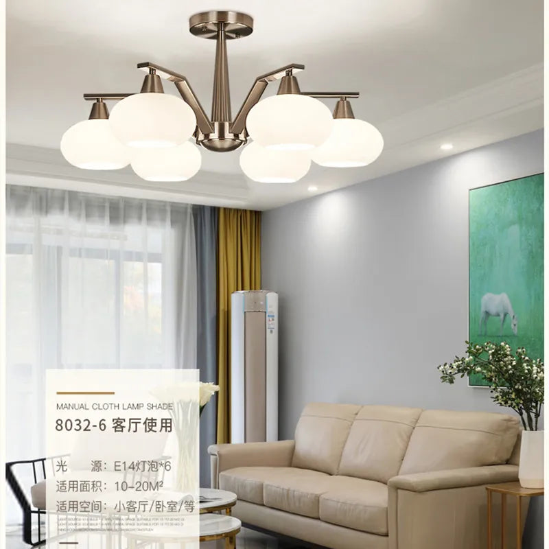 Modern nickel metal chandelier with LED lighting - vue 4 sur 12