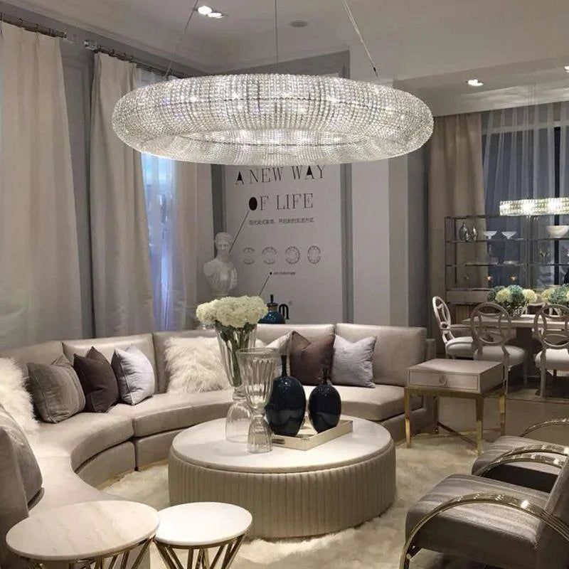 Modern Luxury Crystal Loft Chandelier Living Room Luster Pendant Lamp Suspension Home Interior Decor Hanging Light Fixtures