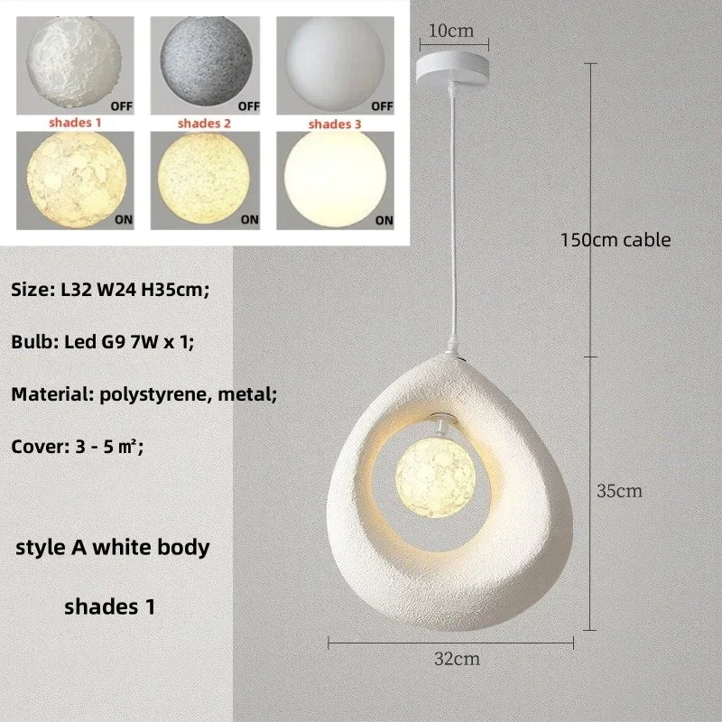 Nordic LED pendant lamp wabi sabi style for dining room and bedroom