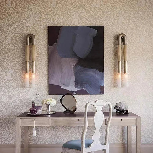 Metal and fabric wall light with acrylic lighting - vue 3 sur 9