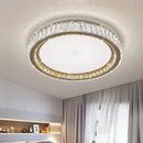 Gold ring ceiling light with luxury crystals and adjustable LED