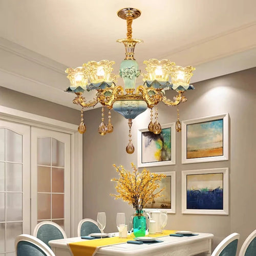 Retro ceramic chandelier in European style for indoor use - vue 3 sur 14