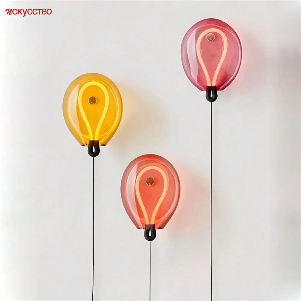 Nordic design coloured glass LED wall light for modern interiors
