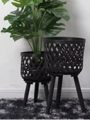 Hand-woven rattan flower pot for green plants