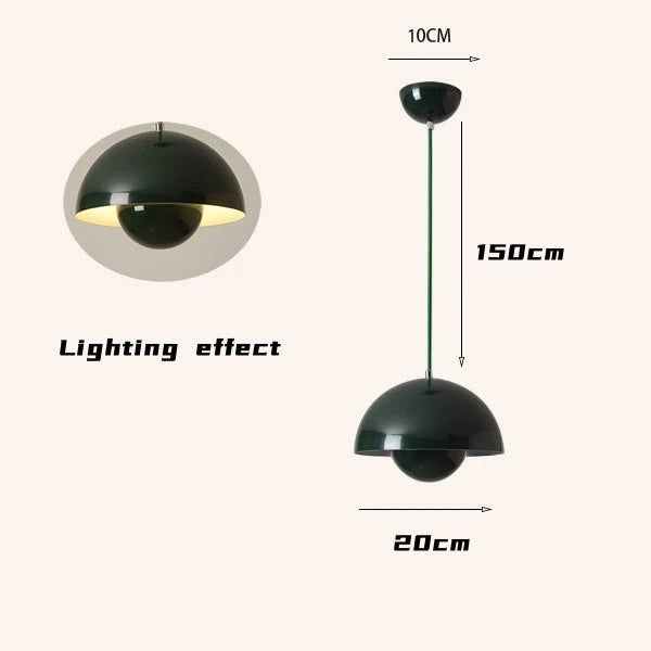 Iron pot LED pendant light multicolour semicircular chandelier for restaurant and kitchen décor - vue 10 sur 14