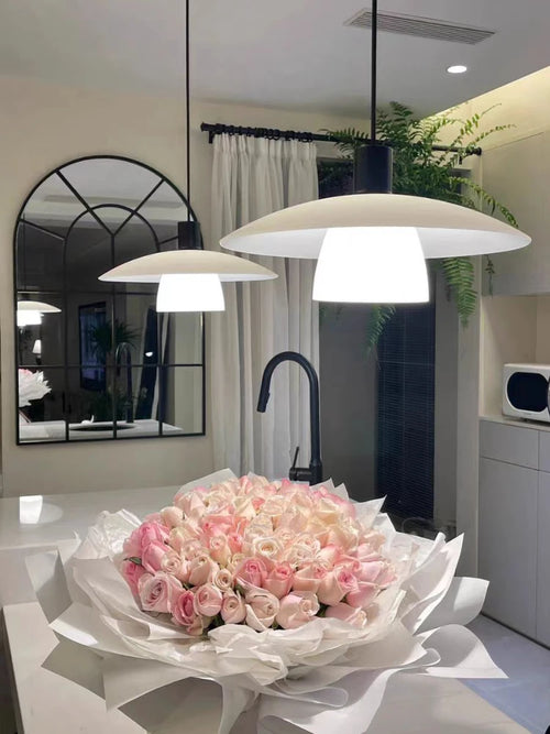 Minimalist Japanese glass chandelier for interior decoration - vue 2 sur 12