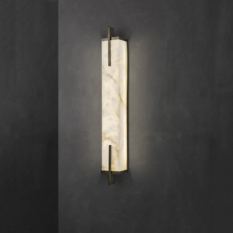 Gold brass and marble LED wall light