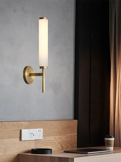 Marble and copper wall light for creative interior bedroom decor - vue 5 sur 8