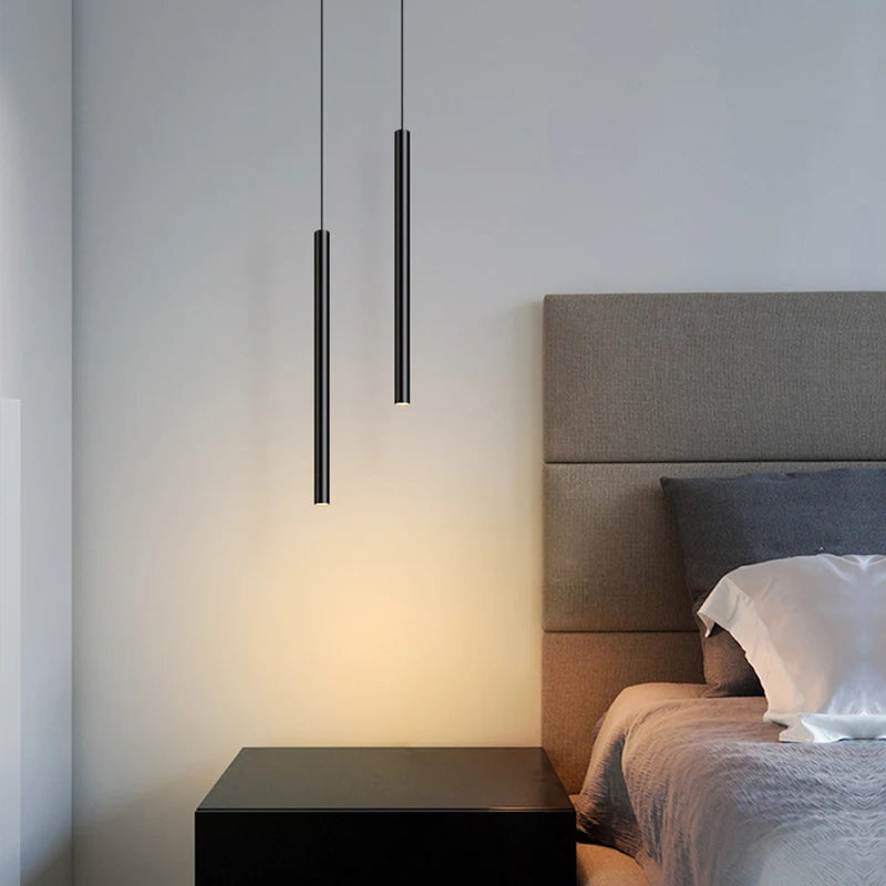 Modern long tube LED pendant light for luxury interior décor - vue 5 sur 30