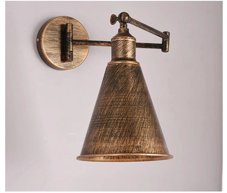American retro foldable arm wall lamp antique reading light - vue 11 sur 12