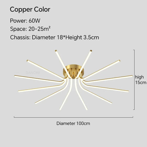 Modern LED ceiling light with remote control for interior decoration - vue 12 sur 12