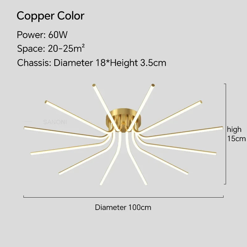 Modern LED ceiling light with remote control for interior decoration - vue 11 sur 12