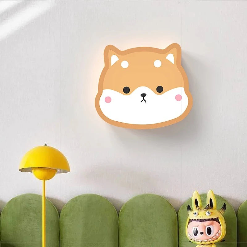 Creative shiba inu dinosaur wall light for children