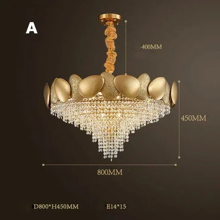 modern crystal chandelier with tassels and stainless steel - vue 11 sur 16