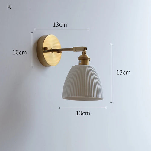 Nordic Japanese white and copper LED wall light - vue 24 sur 23