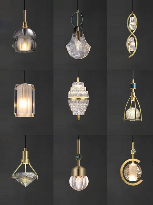 Leather and glass LED pendant light - vue 4 sur 30