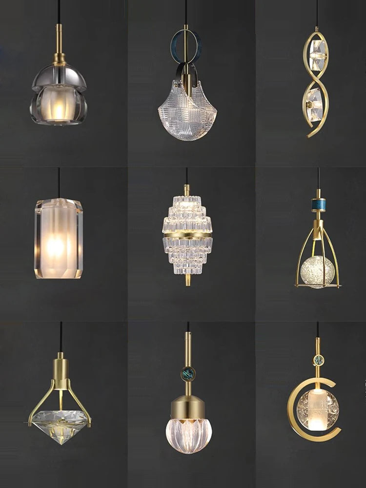 Modern retro glass LED chandelier with leather belt - vue 3 sur 30