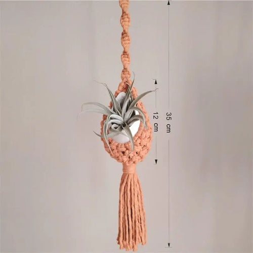 macrame wall hanger for air plants bohemian style