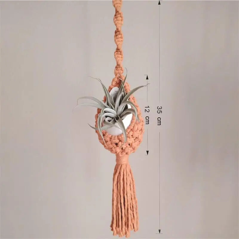 macrame wall hanger for air plants bohemian style