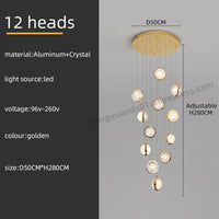 Nordic design rotating crystal chandelier for indoor lighting