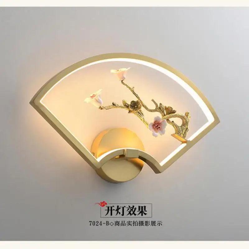 Traditional Chinese copper LED wall light for indoor decoration