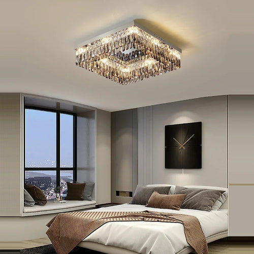 Modern LED crystal chandelier with elegant design for interior décor - vue 4 sur 18