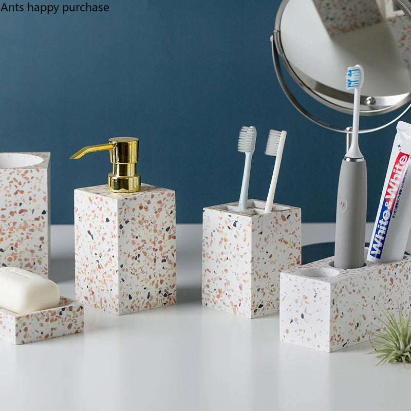 5-piece decorative resin bathroom set