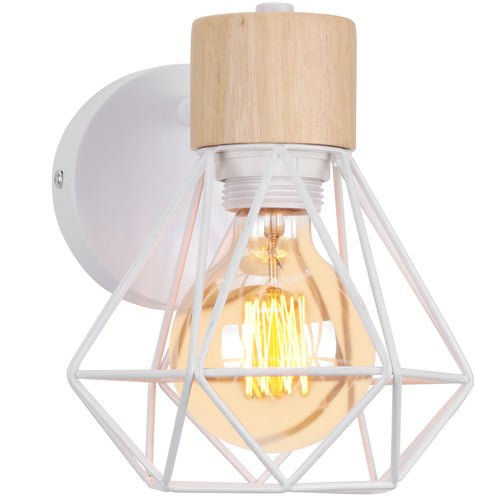 Vintage loft style wooden wall light modern indoor lighting - vue 12 sur 14