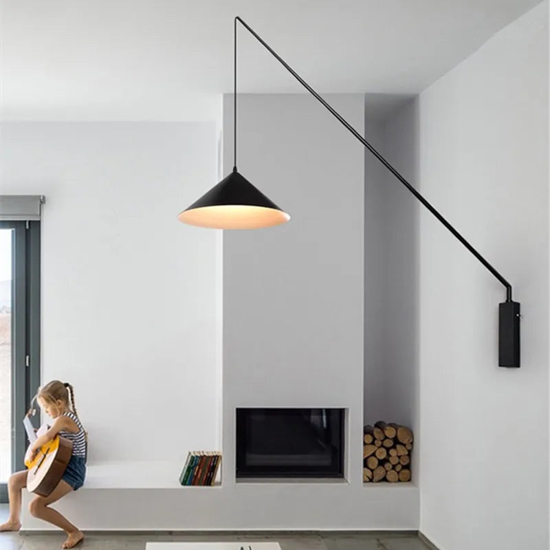 Nordic style simple long fishing rod LED wall reading light for modern living room and bedroom