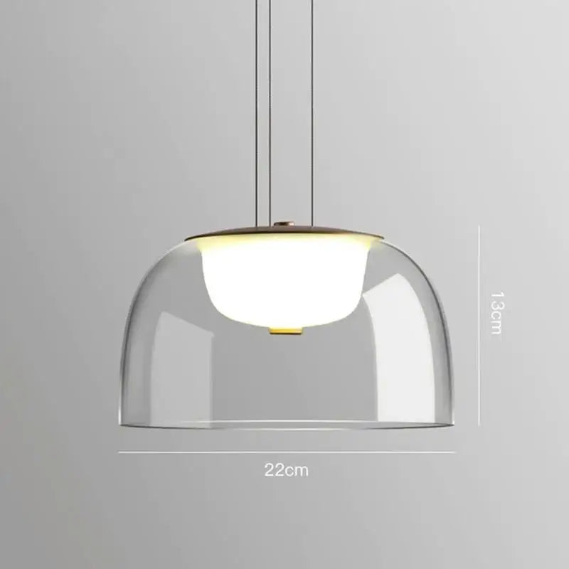 Modern LED pendant light with glass cover - vue 7 sur 9