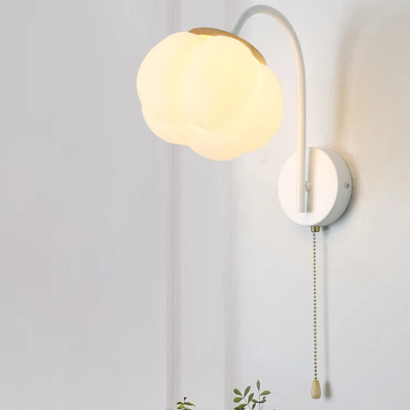 Nordic wooden wall light with cord switch cotton design