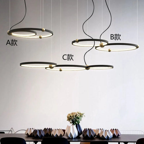 Modern ring LED pendant chandelier for hanging decoration - vue 6 sur 9