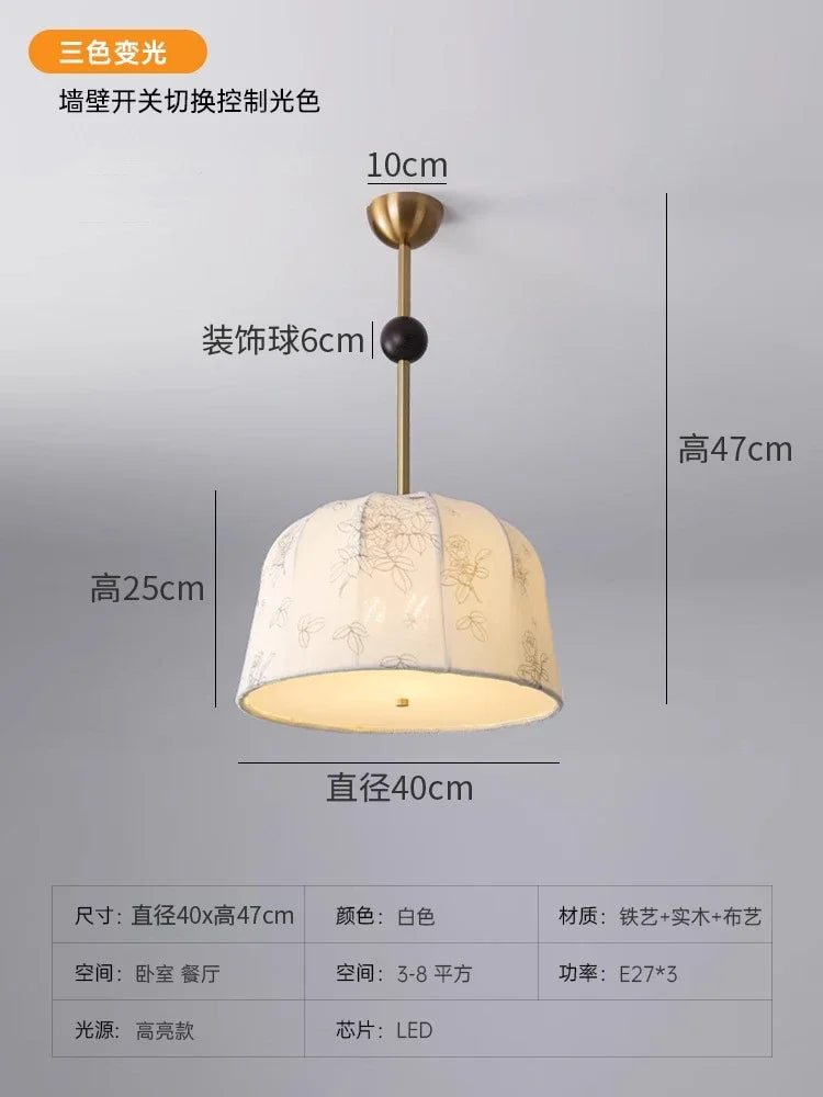 Solid wood study lamp with nanyang pattern and retro romantic chandelier - vue 7 sur 11