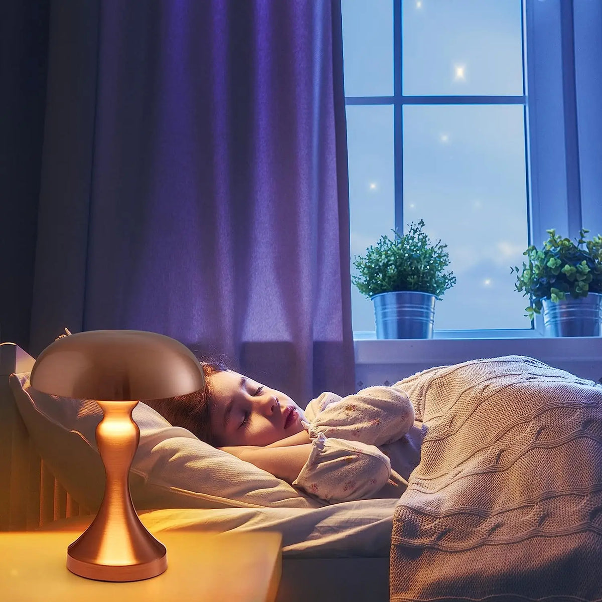 Led table lamp with touch sensor, rechargeable cordless night light - vue 3 sur 9