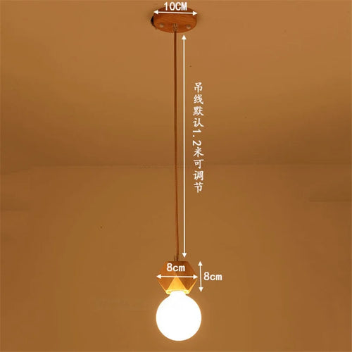 Vintage oak wood pendant light modern design - vue 15 sur 15