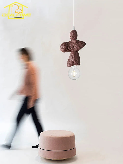 Wabi-sabi resin pendant light decorative indoor fixture - vue 4 sur 9
