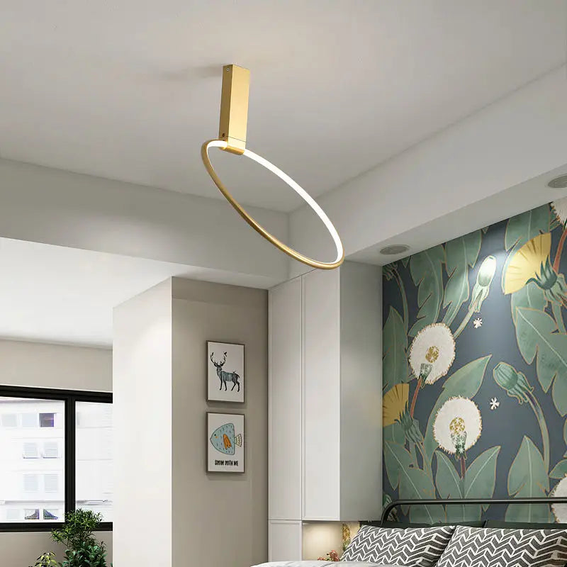 Modern circular LED ceiling light with creative 360-degree rotation - vue 6 sur 11
