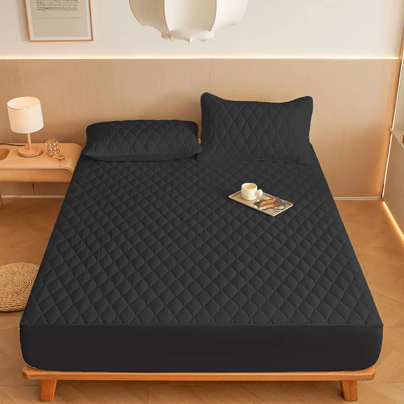 1PC Thicken Solid Color Checked Mattress Cover,Cotton-padded Breathable,Dust Proof,All SeasonsSuitable For The Bedroom, - vue 8 sur 10