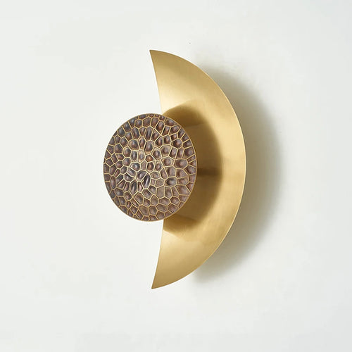 Vintage bronze and iron moon-shaped wall light - vue 5 sur 6