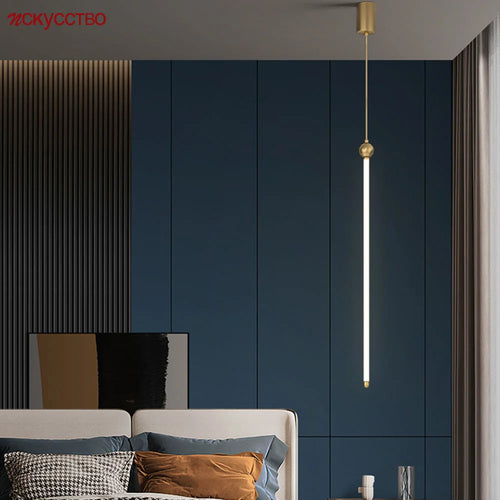 Minimalist Nordic tube pendant light for elegant interiors - vue 2 sur 8